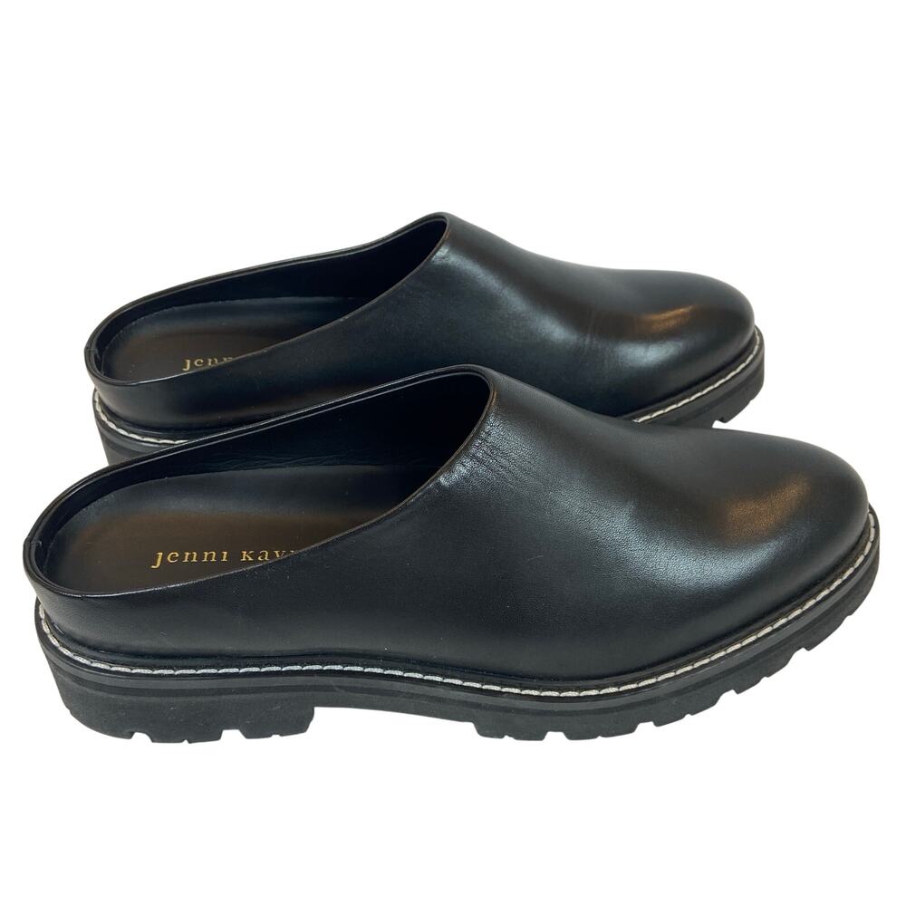 Jenni Kayne Leather Lug Mule Black Chunky  Shoes Size 40 / US 10